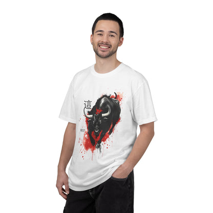 Bull Ink Splash T‑Shirt — Japanese Kanji Strength Graphic Tee