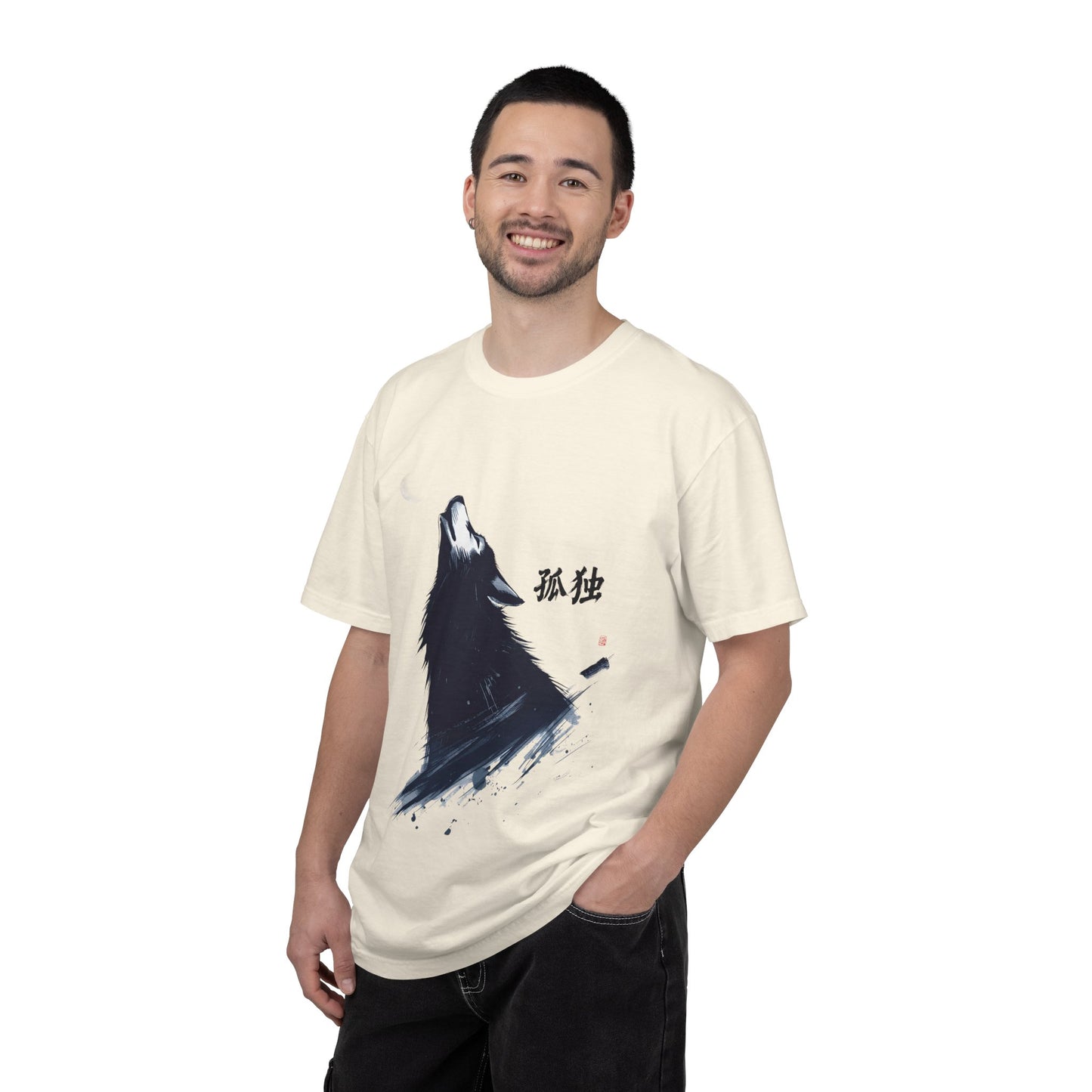 Howling Wolf T-Shirt — "孤独" Kanji Graphic Tee