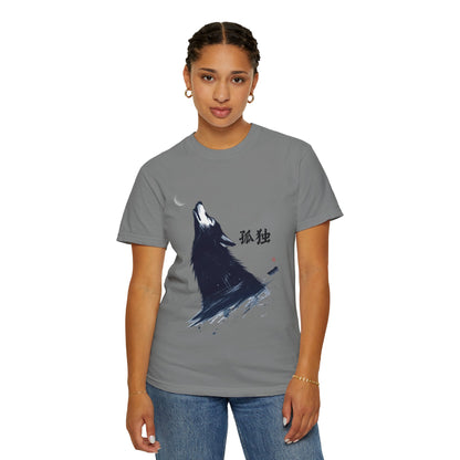 Howling Wolf T-Shirt — "孤独" Kanji Graphic Tee
