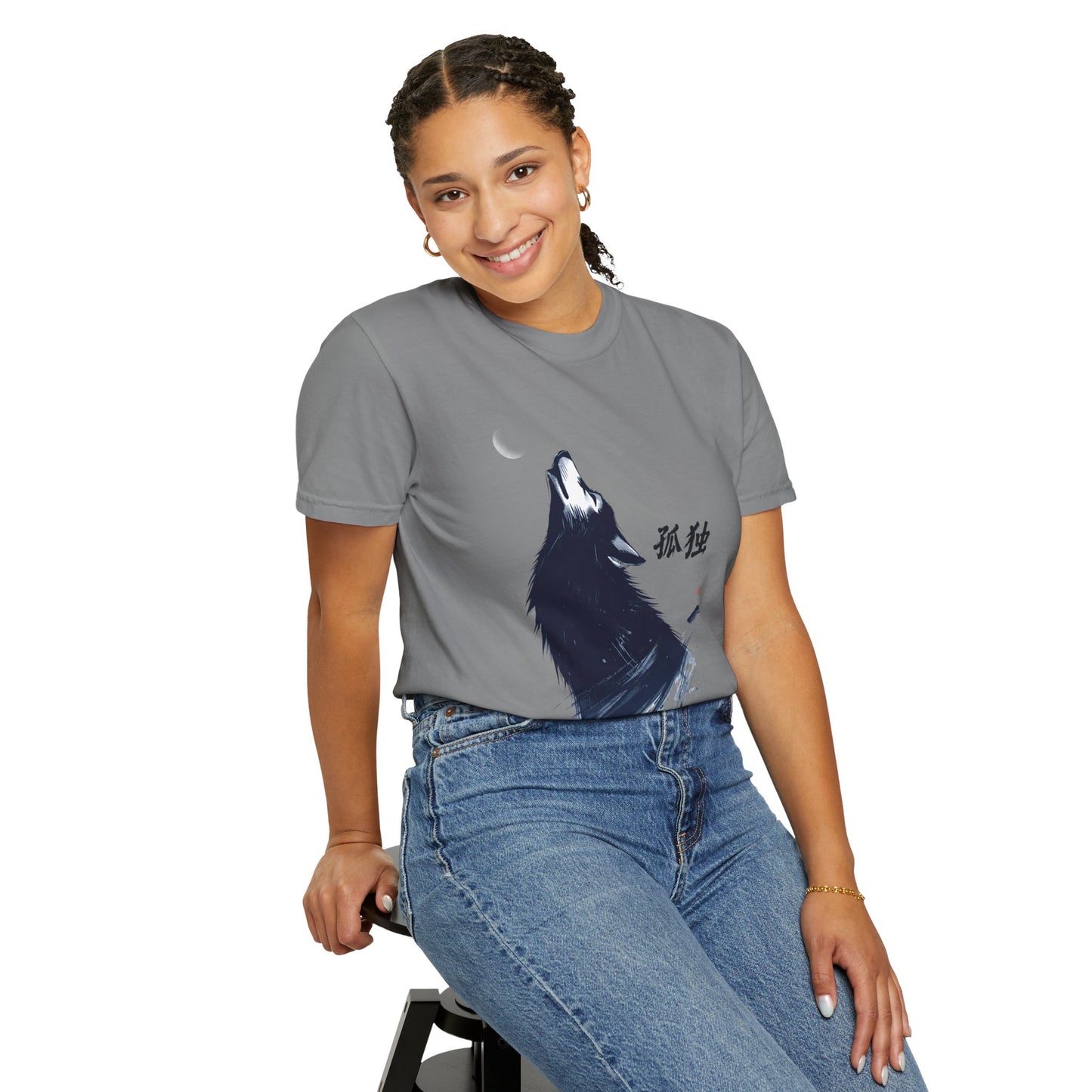 Howling Wolf T-Shirt — "孤独" Kanji Graphic Tee
