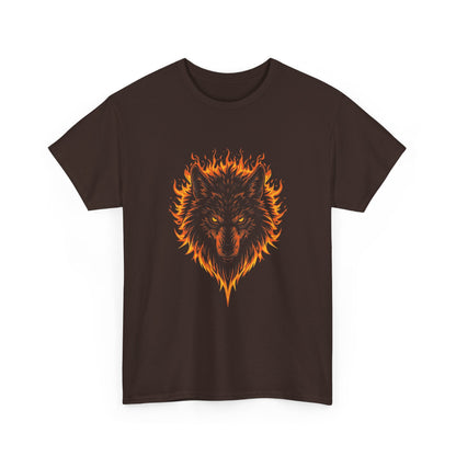 Flaming Wolf Head Tee — Fiery Wolf Graphic T‑Shirt