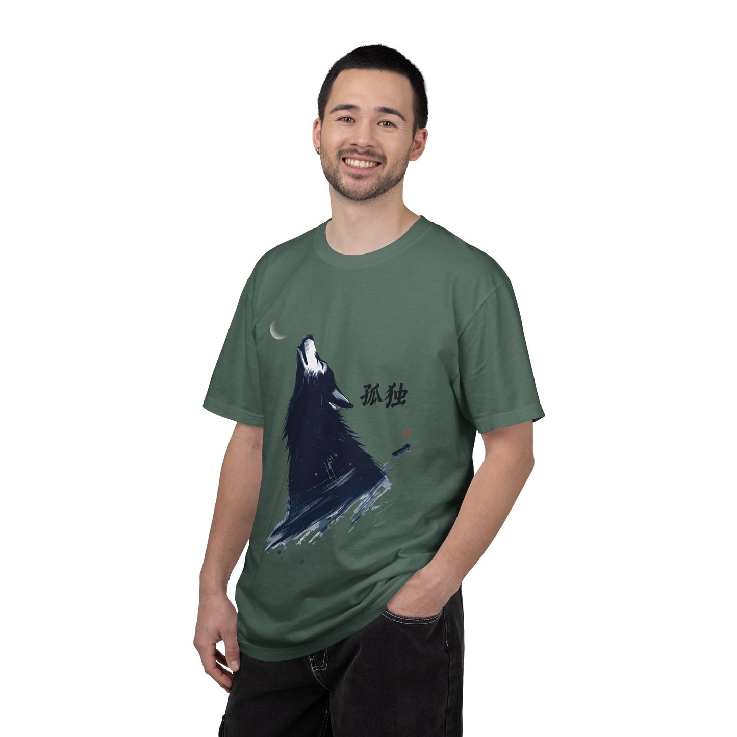 Howling Wolf T-Shirt — "孤独" Kanji Graphic Tee
