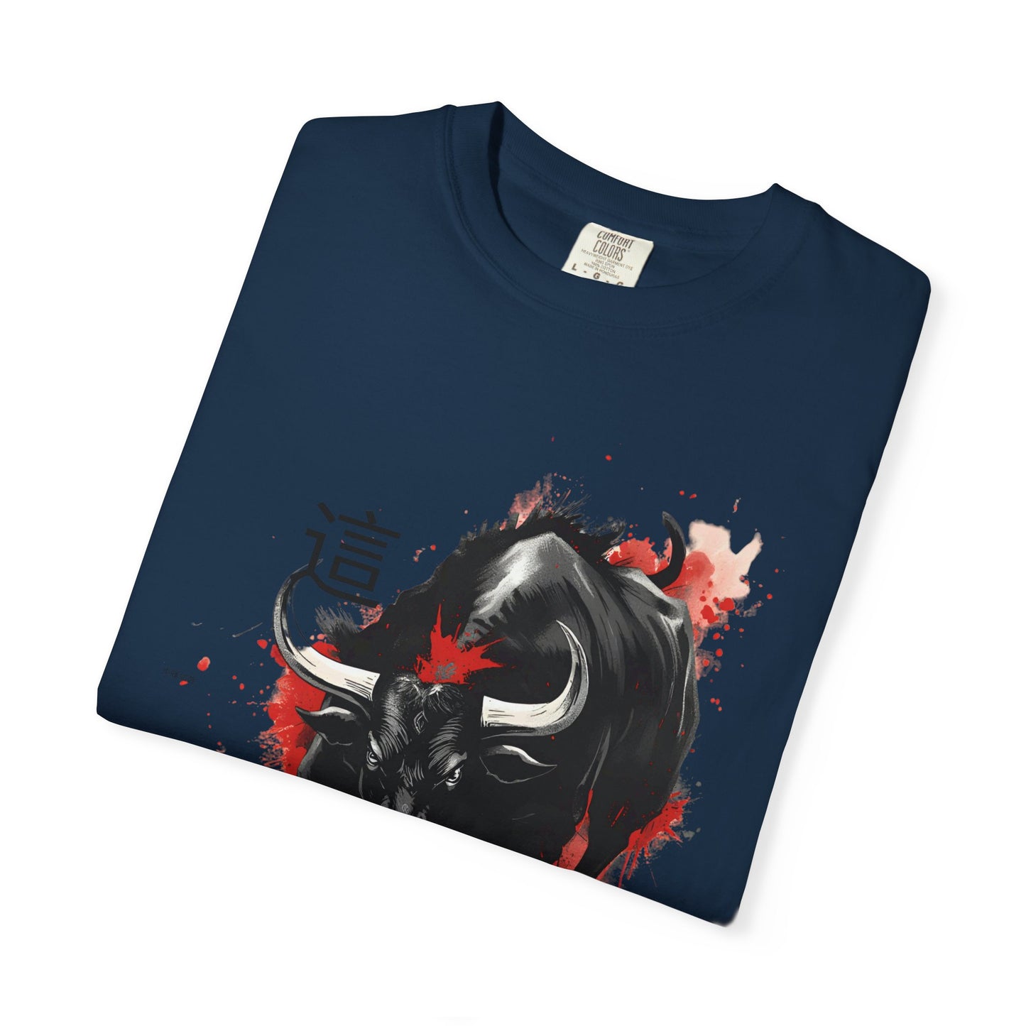 Bull Ink Splash T‑Shirt — Japanese Kanji Strength Graphic Tee
