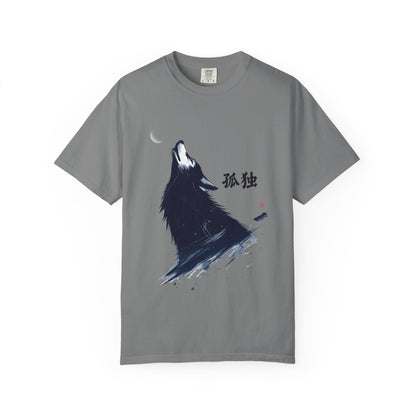 Howling Wolf T-Shirt — "孤独" Kanji Graphic Tee