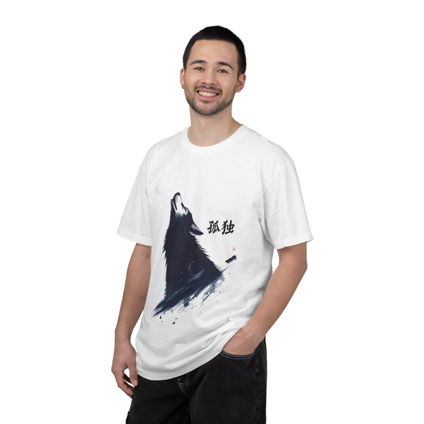 Howling Wolf T-Shirt — "孤独" Kanji Graphic Tee