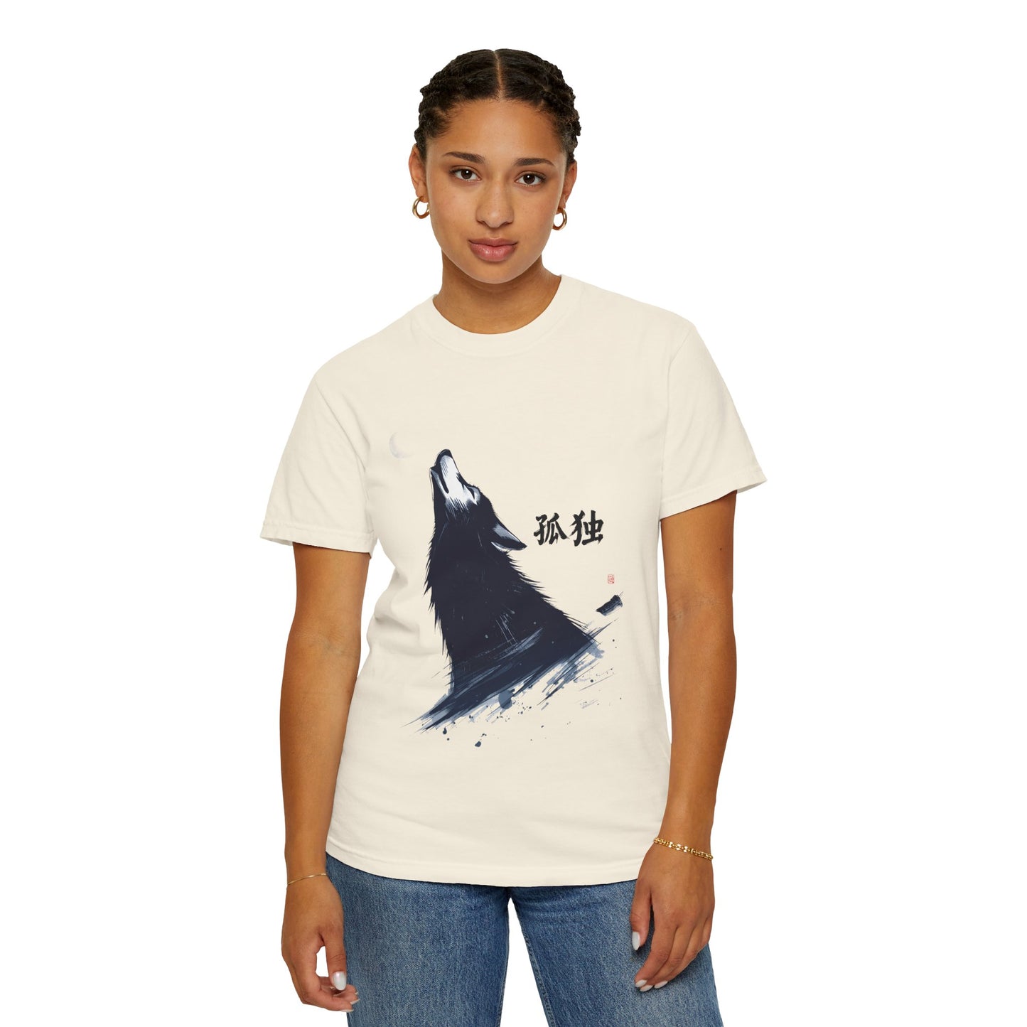 Howling Wolf T-Shirt — "孤独" Kanji Graphic Tee