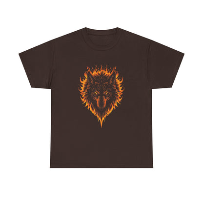 Flaming Wolf Head Tee — Fiery Wolf Graphic T‑Shirt