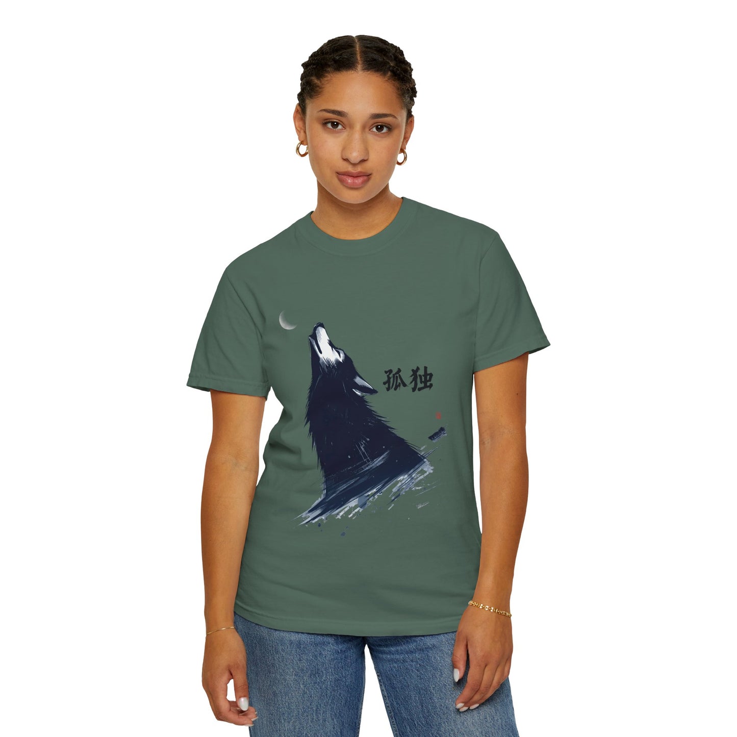 Howling Wolf T-Shirt — "孤独" Kanji Graphic Tee