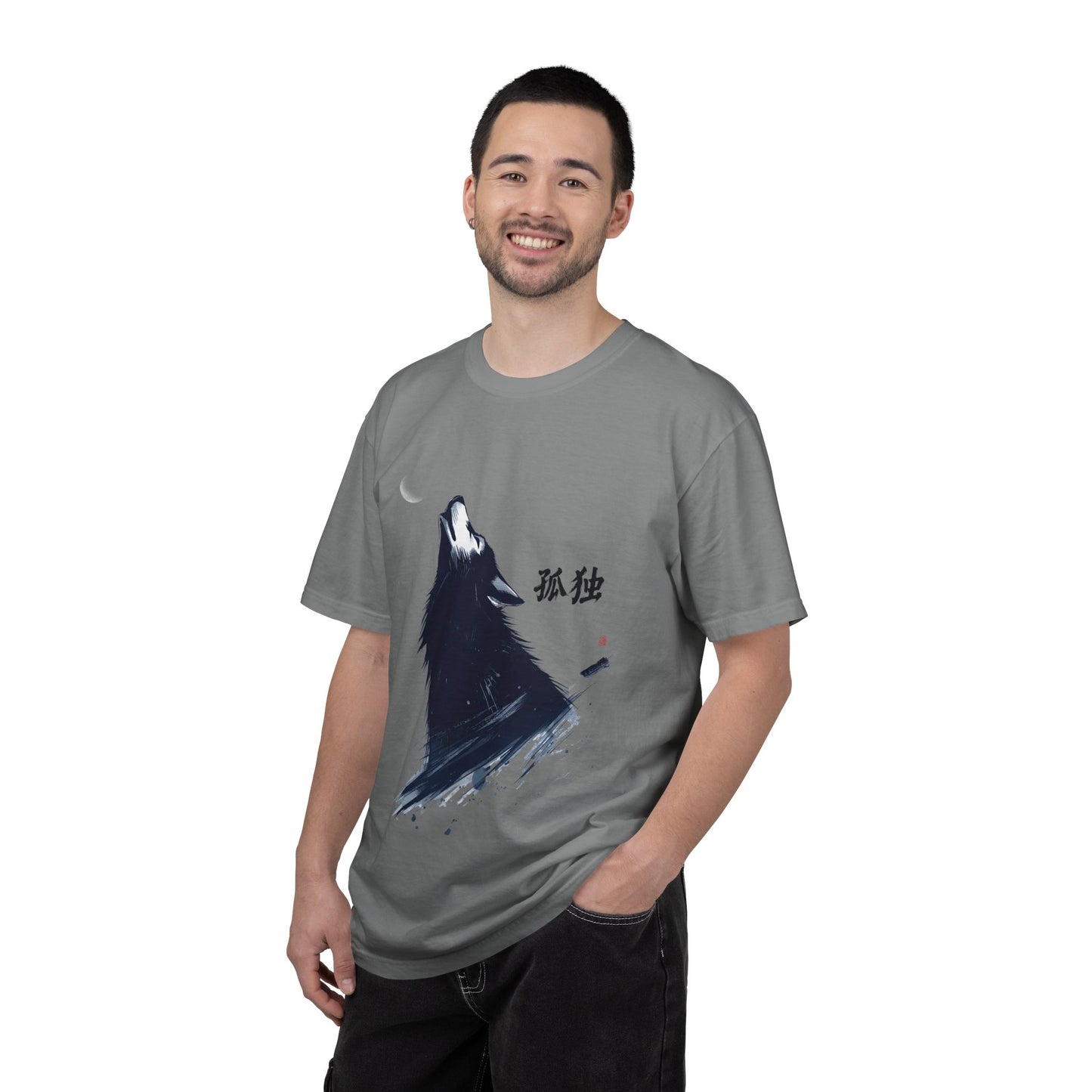 Howling Wolf T-Shirt — "孤独" Kanji Graphic Tee