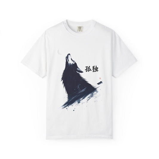 Howling Wolf T-Shirt — "孤独" Kanji Graphic Tee