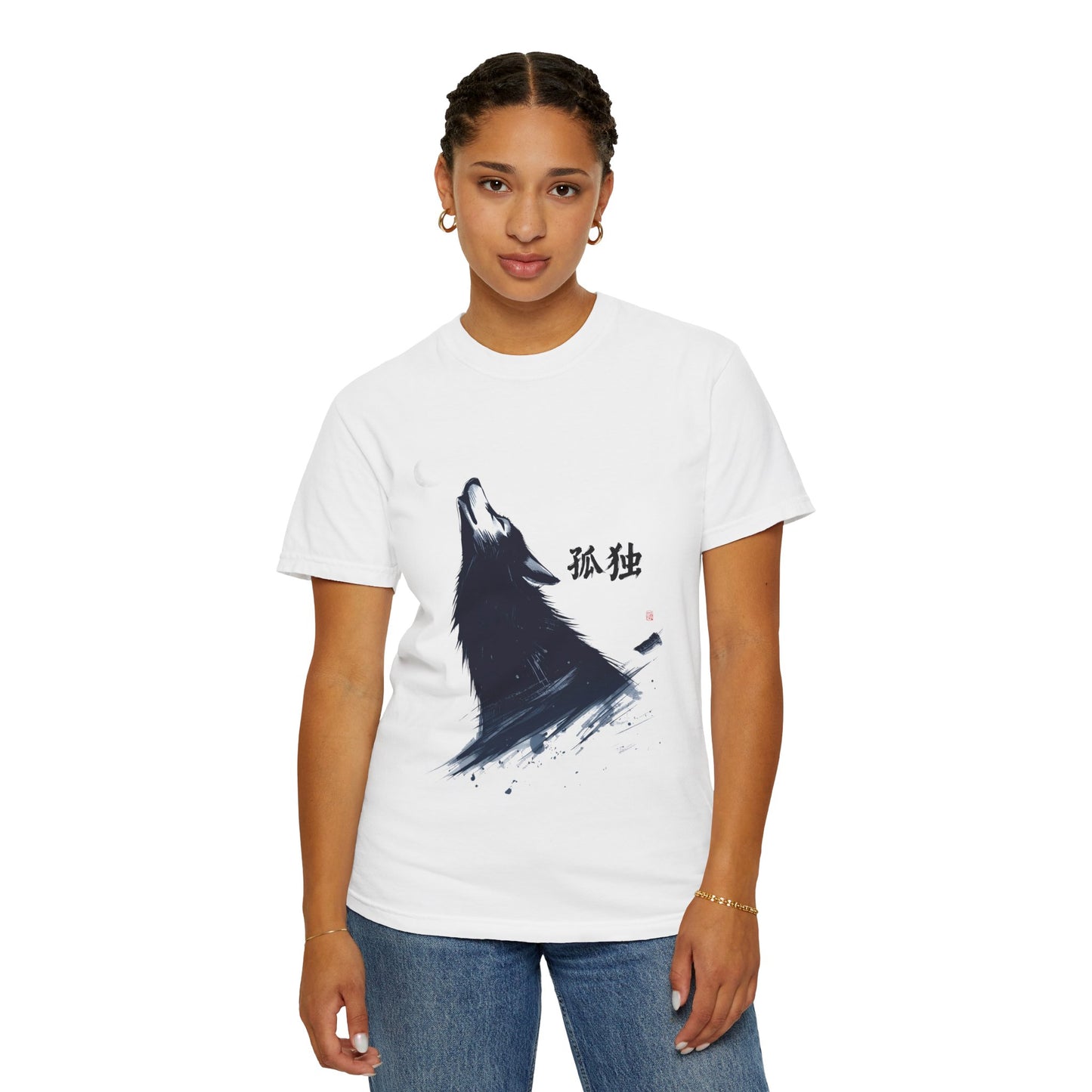 Howling Wolf T-Shirt — "孤独" Kanji Graphic Tee