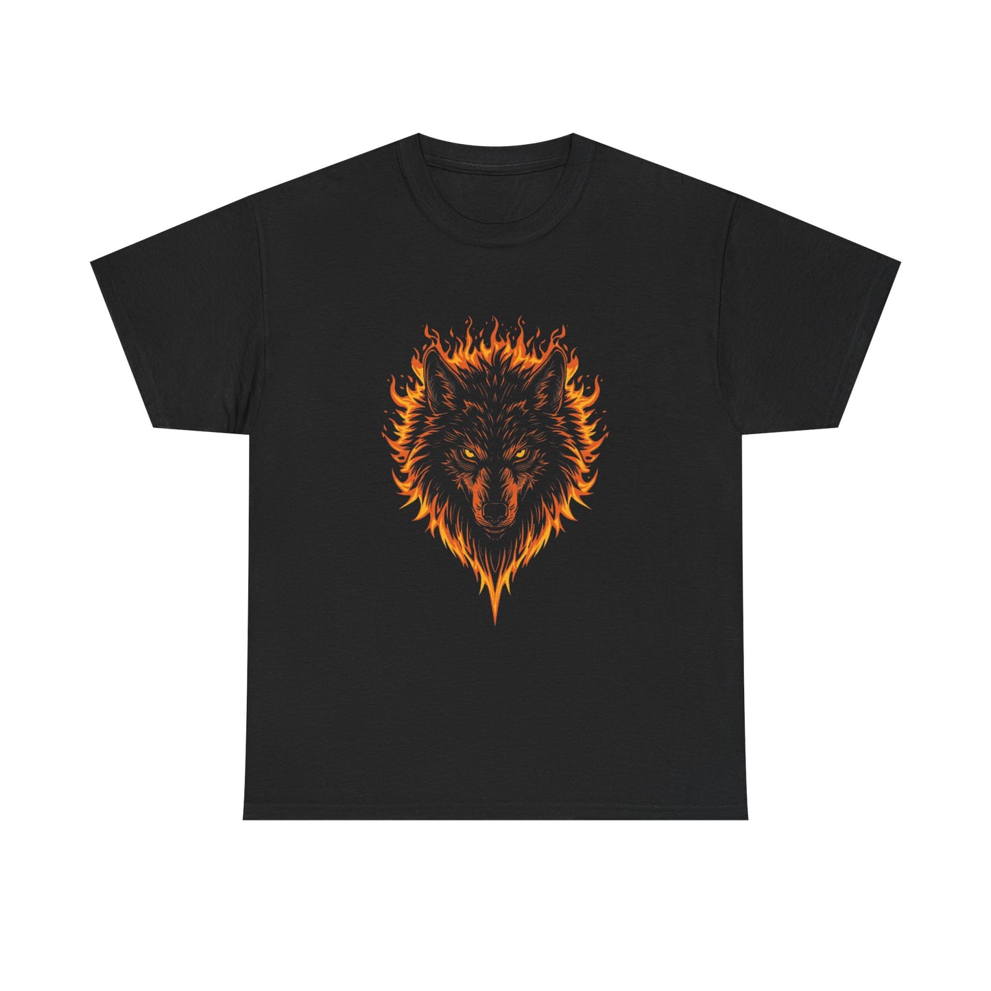 Flaming Wolf Head Tee — Fiery Wolf Graphic T‑Shirt