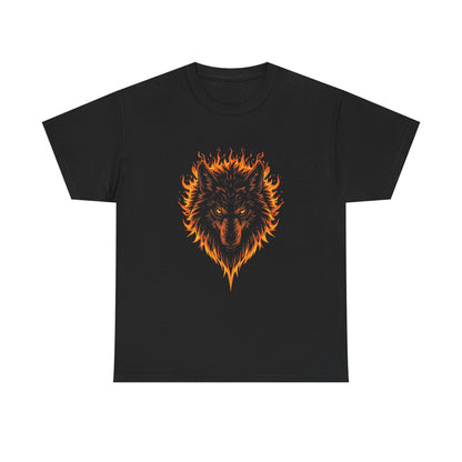 Flaming Wolf Head Tee — Fiery Wolf Graphic T‑Shirt