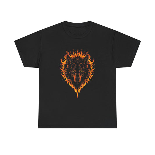 Flaming Wolf Head Tee — Fiery Wolf Graphic T‑Shirt