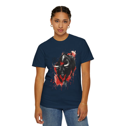 Bull Ink Splash T‑Shirt — Japanese Kanji Strength Graphic Tee