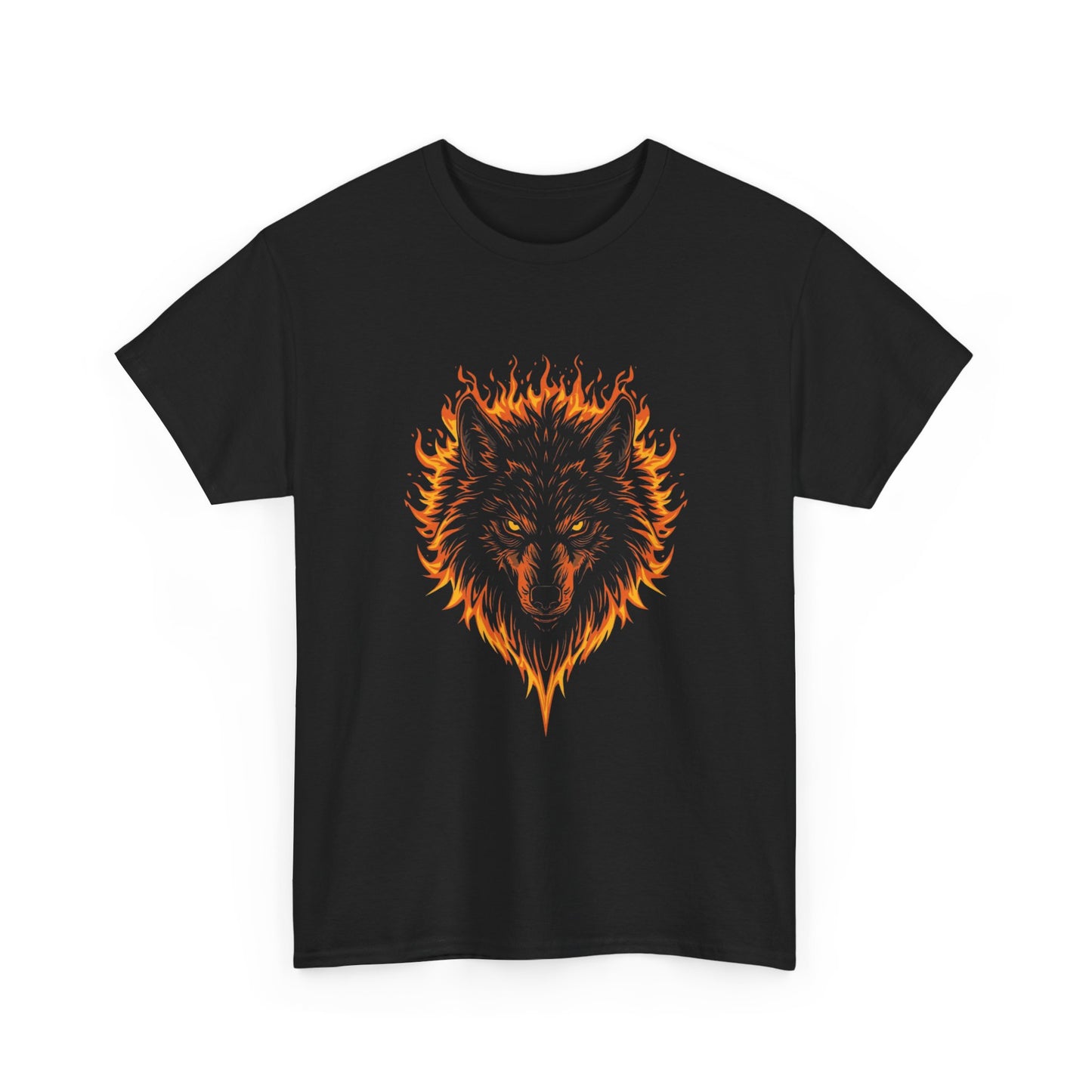 Flaming Wolf Head Tee — Fiery Wolf Graphic T‑Shirt
