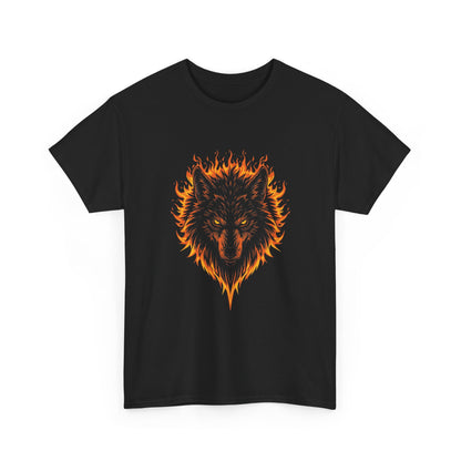Flaming Wolf Head Tee — Fiery Wolf Graphic T‑Shirt